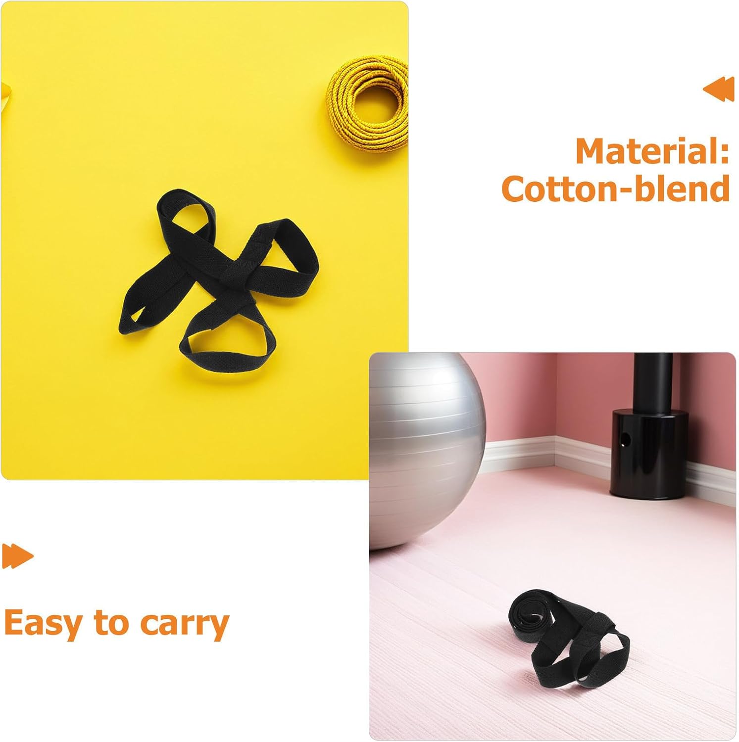 Alipis 5pcs Yoga Mat Storage Strap Adjustable Black Cotton Blend Organizer | Universal Fit, Adjustable Loops, Shoulder Carry Style, Travel to Gym and Stretching Use