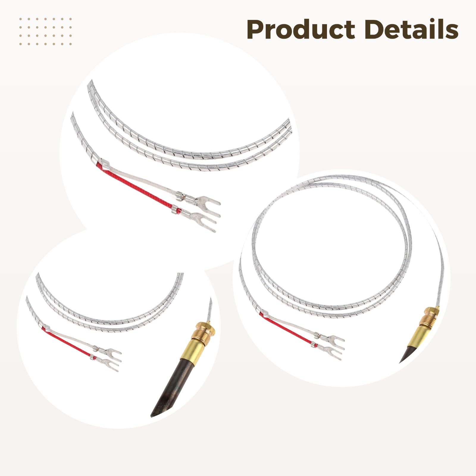 750 mV Folienkabel-Thermopile, 72 Zoll Thermoelement, Metall-Temperatursensor mit Schnellanschluss und stabiler Spannungsausgabe für Gaswasserboiler, Kamin, Gasfritteuse und Ofen