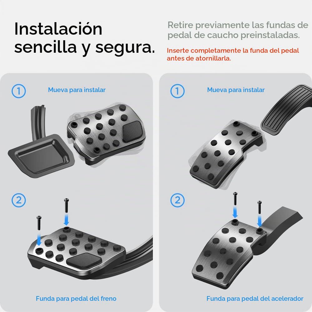Spigen Pedales Antideslizantes para Tesla Model Y (~Juniper 2026) y Model 3 (~Highland 2026), Diseñados para Todos los Accesorios Model 3/Y (No Compatible con Model 3/Y Performance)