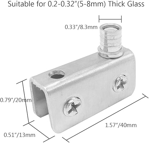 Miniatura 3 de Bisagra de pivote de puerta de vidrio para puertas de vidrio oscilantes libres, 1.575x0.787x0.512 in acero inoxidable (par)