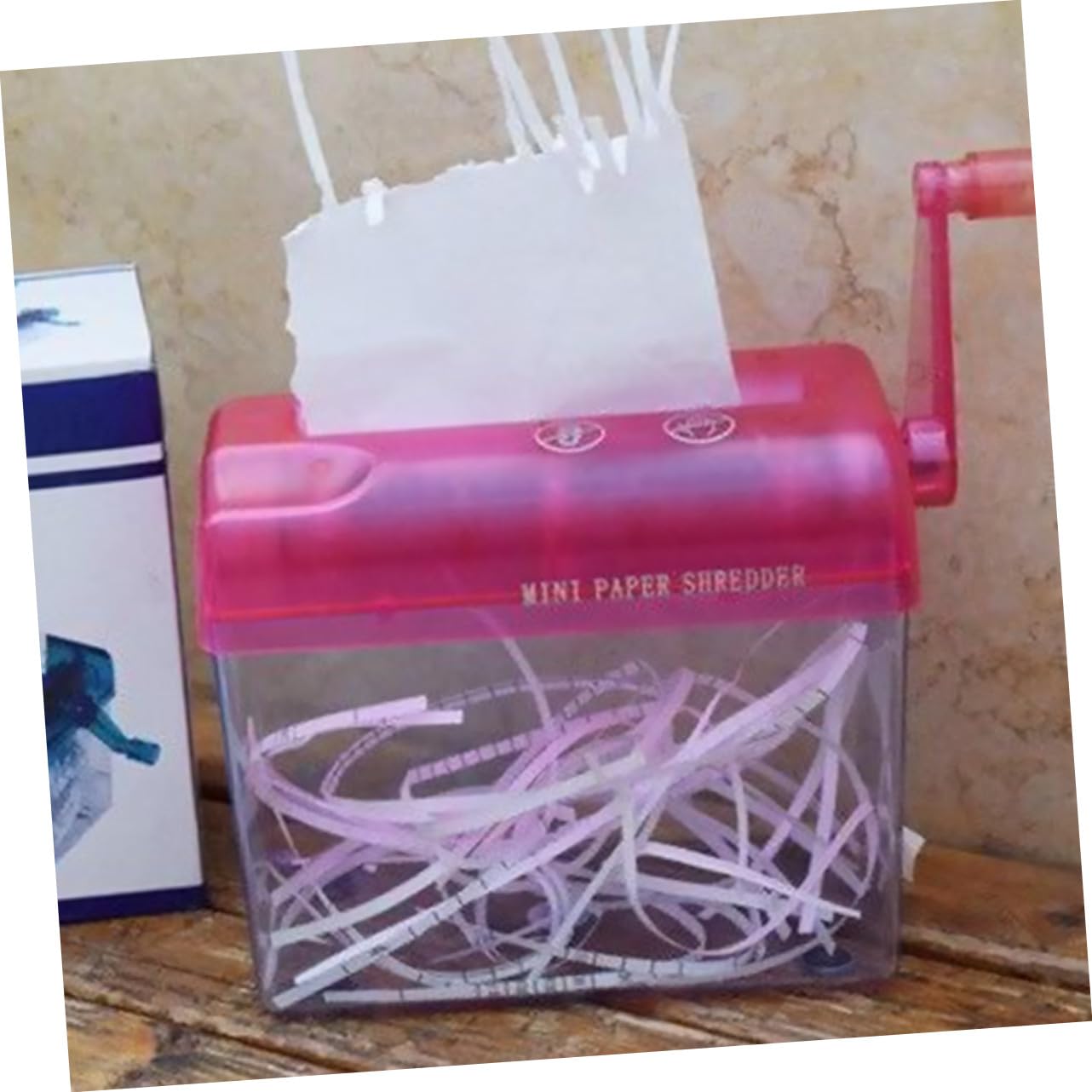 Destructeur de Papier Manuel Quotidien Mini Rouge pour Bureau
