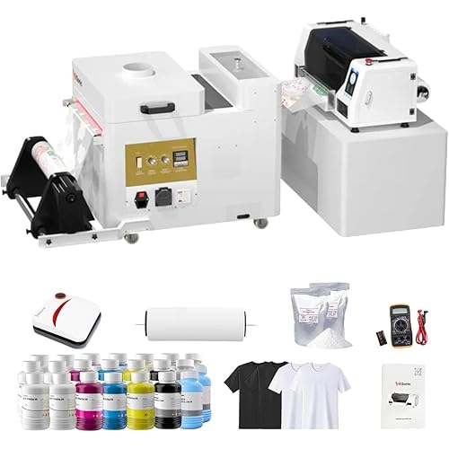 InkSonic Dual XP600 DTF Printer Bundles, 2 Heads XP600 DTF Printer Machine with Powder Shaker & Dryer, Automatic Maintenance and Curing, 13'' T-Shirt Maker, Direct to Film Transfer for Custom Printing
