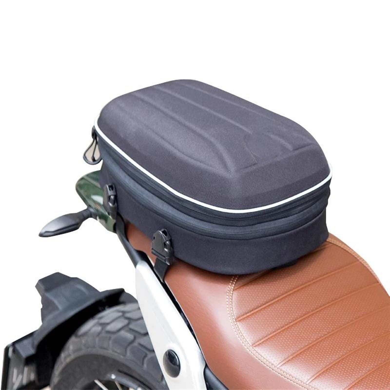Bolsa Lateral para Casco De Moto Bolsa para Asiento Trasero De Motocicleta Negra, Bolsa para Sillín, Paquete Lateral, Carcasa Rígida, Alta Capacidad, con Cubierta Impermeable
