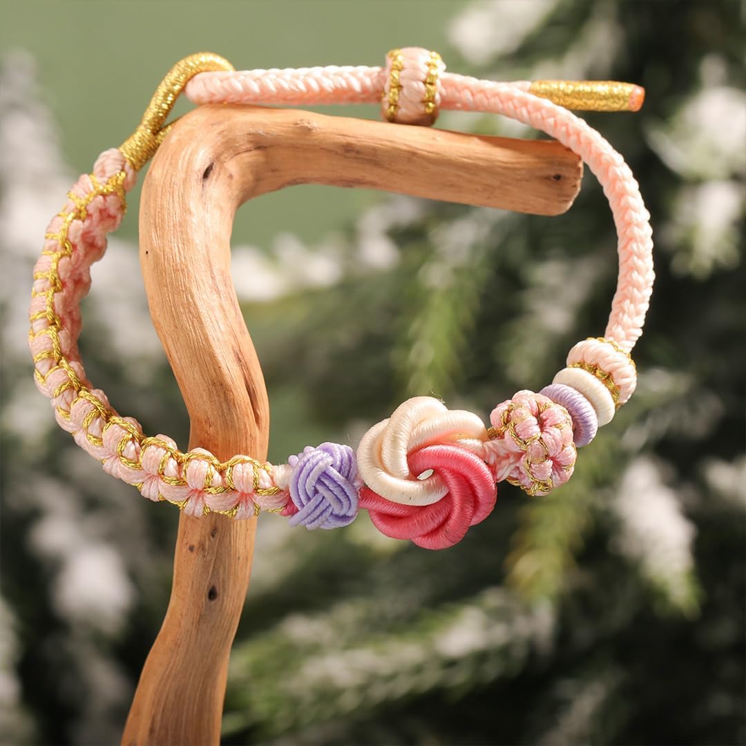 Peach Blossom Knot Bracelet - Adjustable Braid Rope For Granddaughter, Heartfelt Gifts From Grandma - Image 6