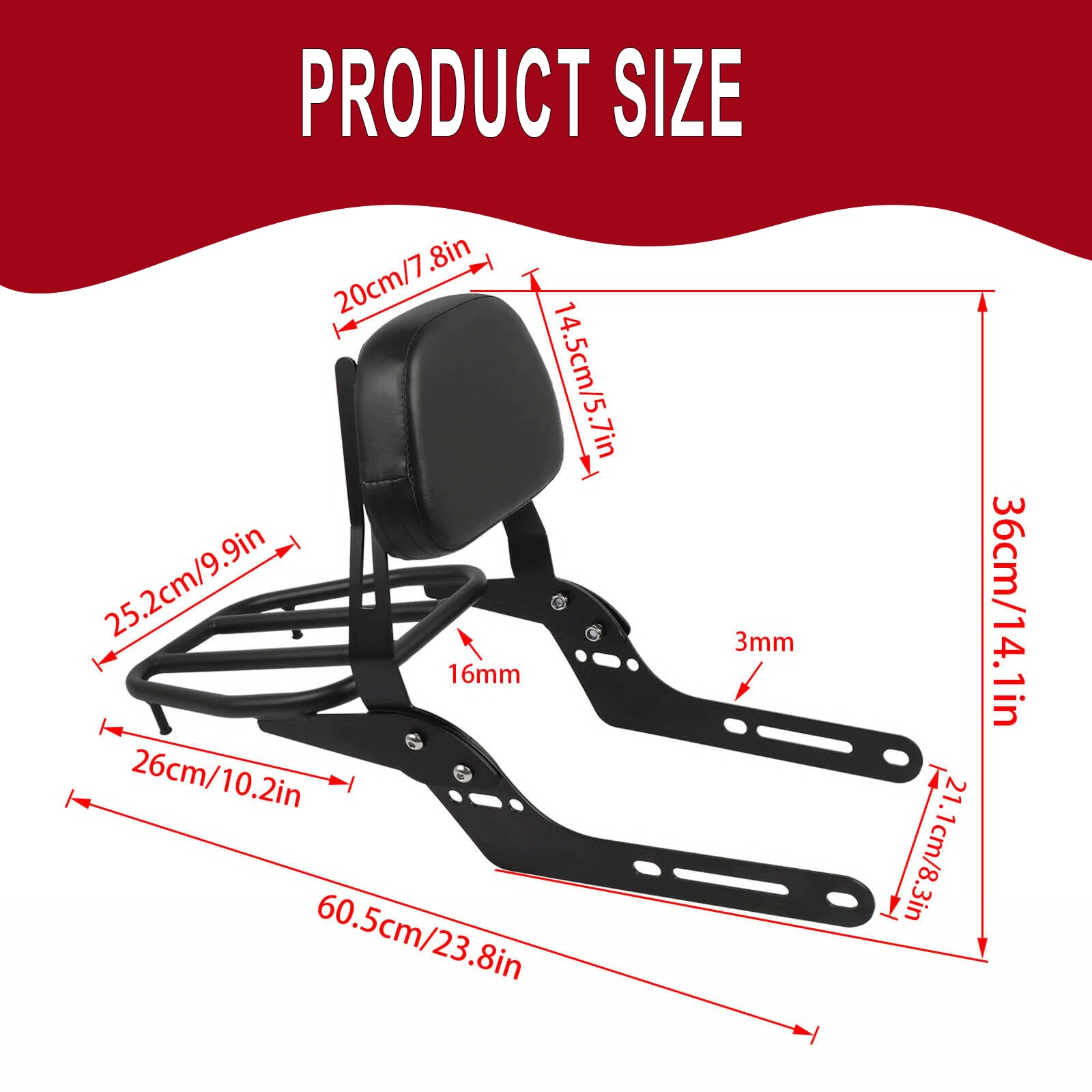 Sissy Bar Sissy Bar Schienale Posteriore Sedile Passeggero Sostituzione per Honda CL300 CL500 CL 500 300 2023 2024 Pad Schienale Staccabile