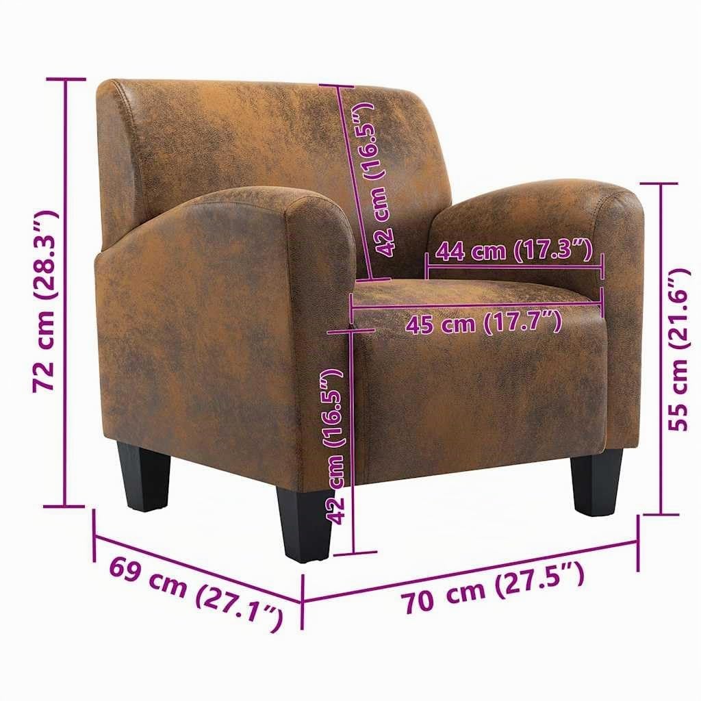 vidaXL Sillón marrón 70x69x72 cm Piel sintética