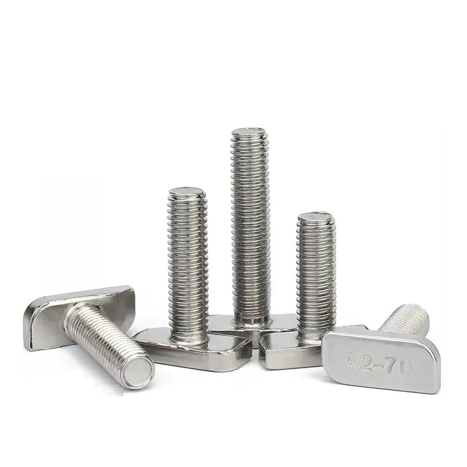 M8 M10 304 Stainless Steel T Shape Scews Bolts Aluminum Profile T Slot Square Head Bolts (Color : Silver, Size : M8x35mm 5pcs)