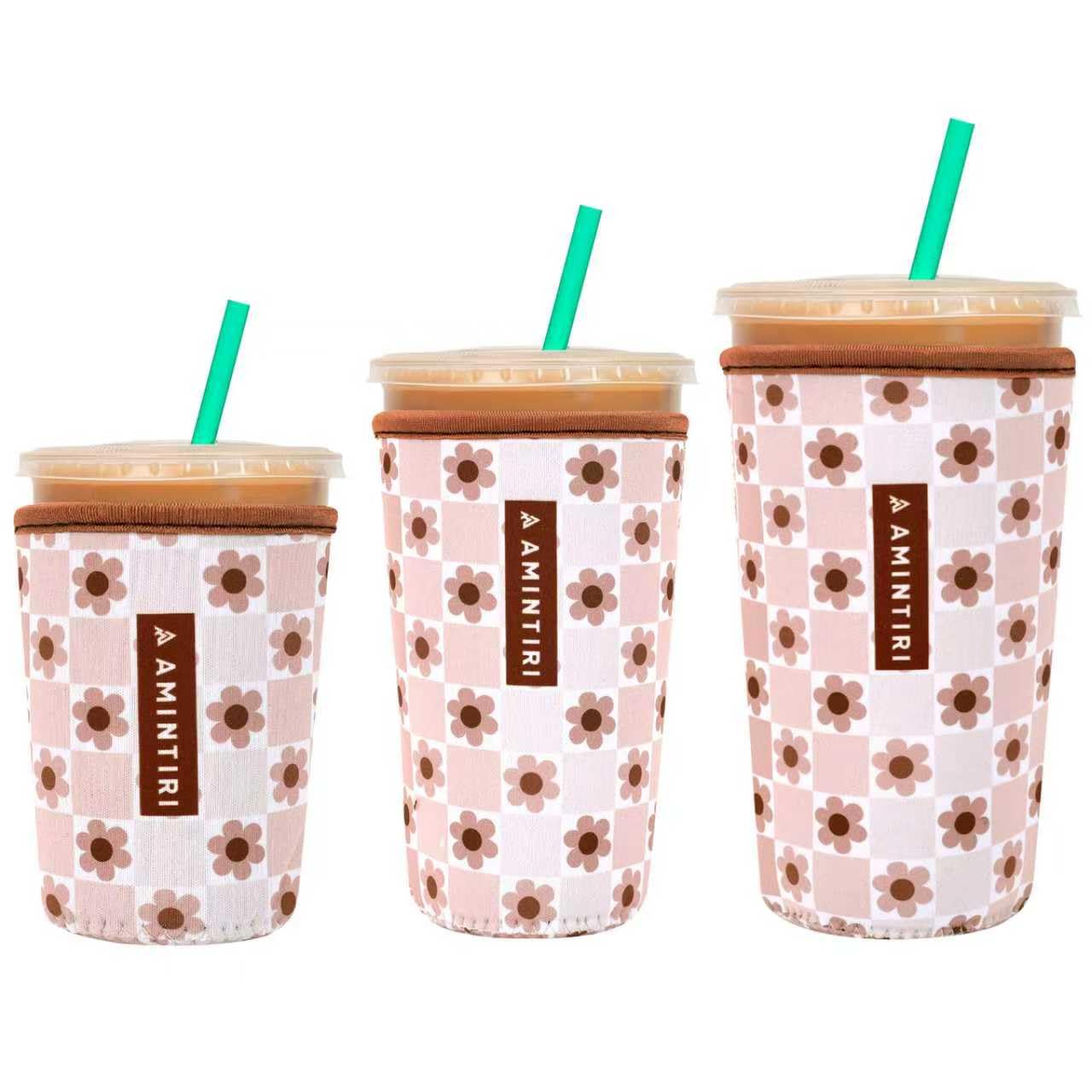 3 Pack Reusable Insulator Neoprene Sleeve for Iced Coffee &amp; Cold Soda