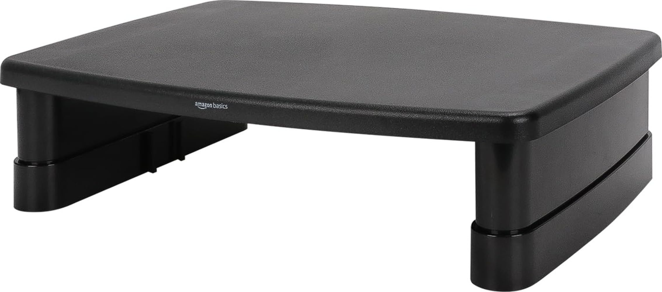 Amazon Basics Elevador de Soporte para Monitor con Altura Ajustable y Organizador de Almacenamiento, Diseño Apilable de 3 Niveles, Plástico ABS Duradero, hasta 10kg, para Monitores y Laptops, Negro