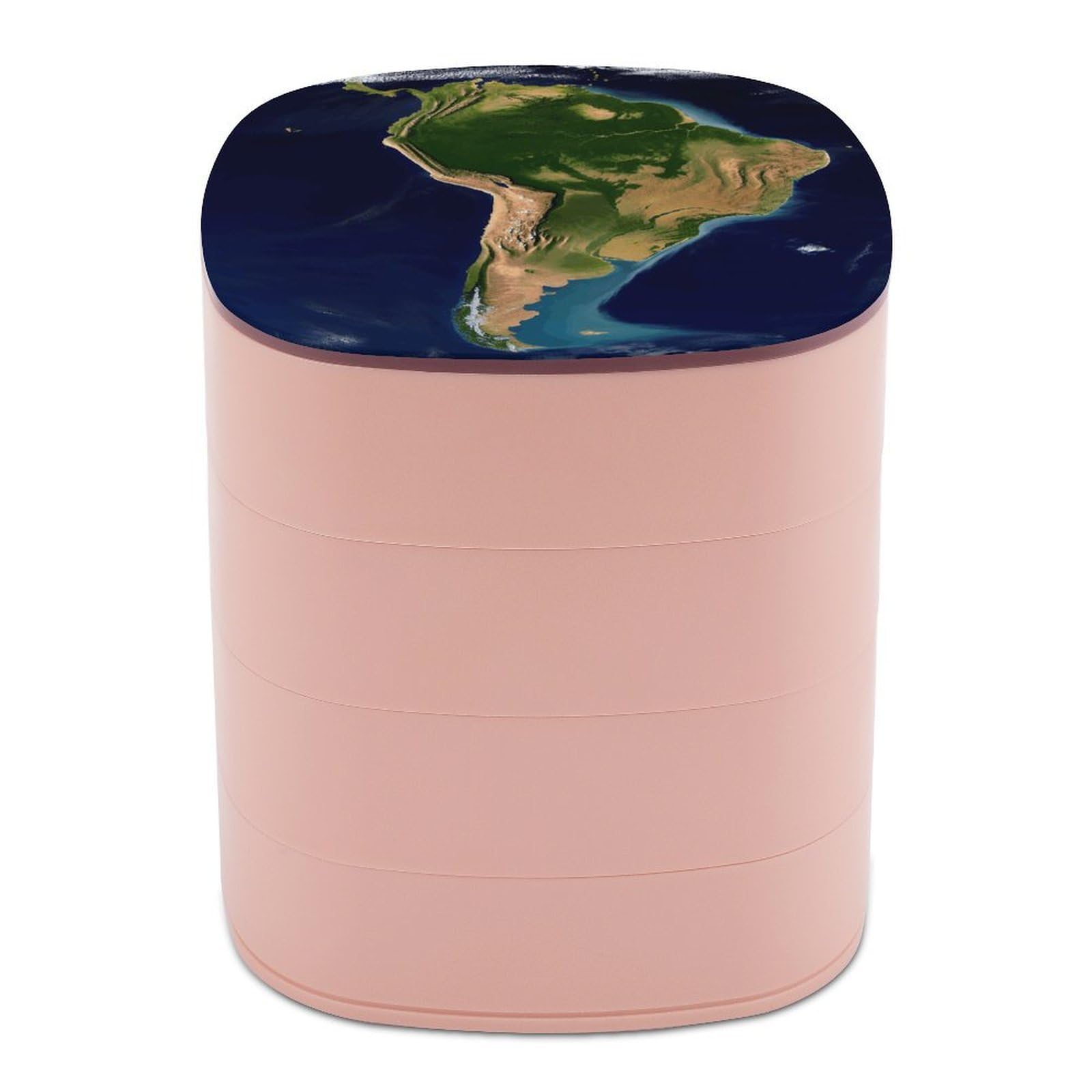 FekiLoot South America Satellite Image Jewelry Box 4-Layers Rotatable Jewelry Organizer Storage Box with Mirror Cute Travel Jewelry Case Portable Earring Holder Organizer for Ring Necklace Bracelet