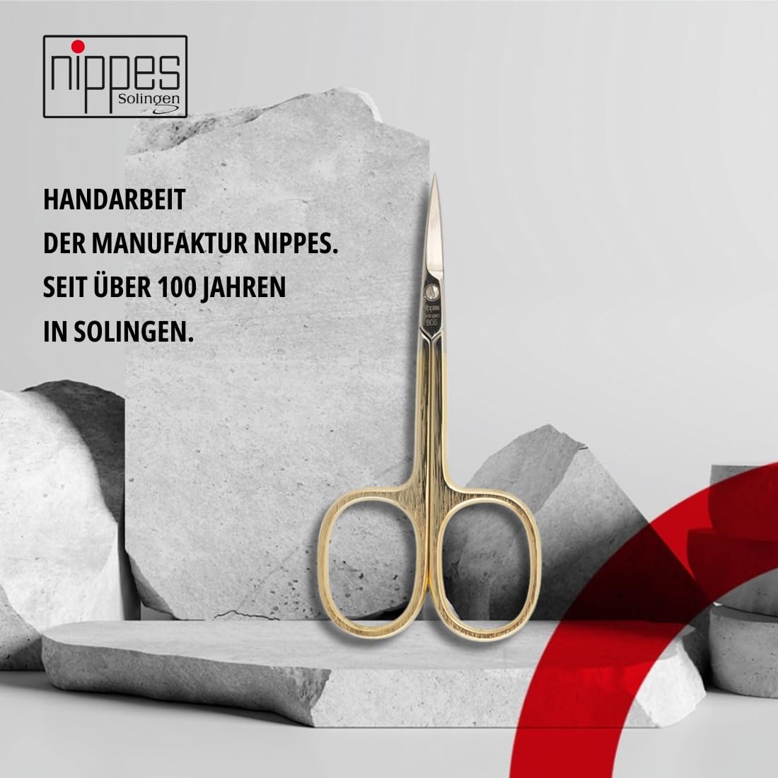 nippes Solingen Ciseaux à cuticules plaqués or - 9 cm - Fabriqués en Allemagne - Partiellement godlet 18 carats - Ciseaux de manucure - Pour raccourcir les cuticules