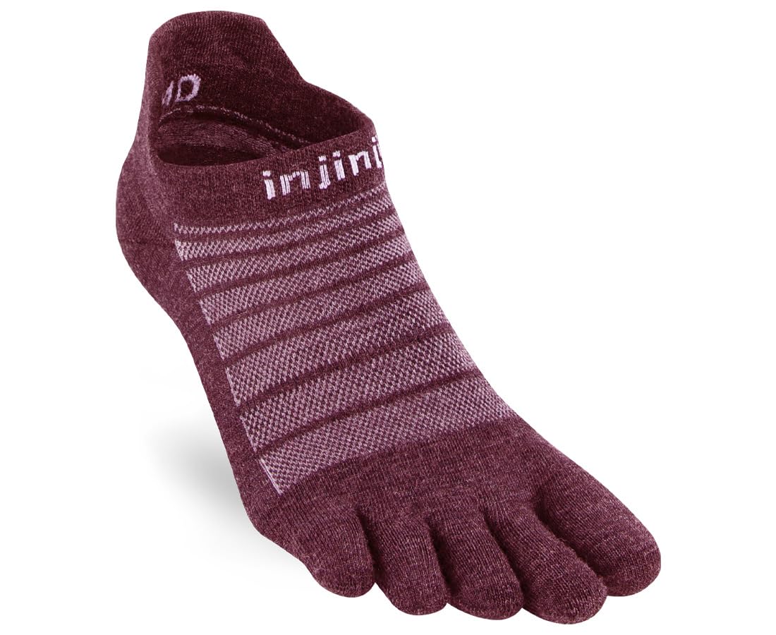 Injinji Unisex Granite Run Lightweight No Show Wool Socks, M