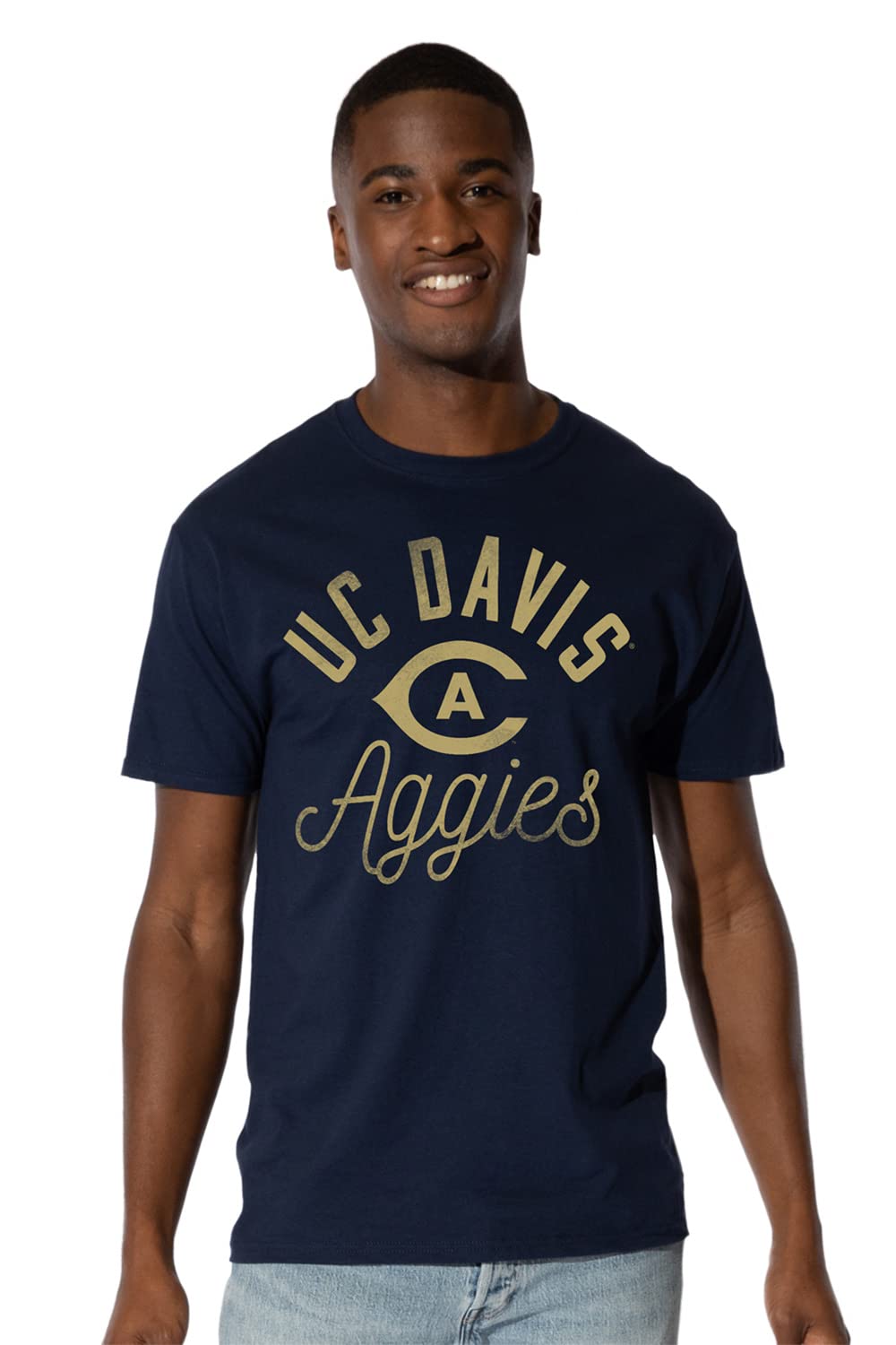 University of California, Davis Official Aggies Short Sleeve Mens Cotton T-Shirt,Navy, Large