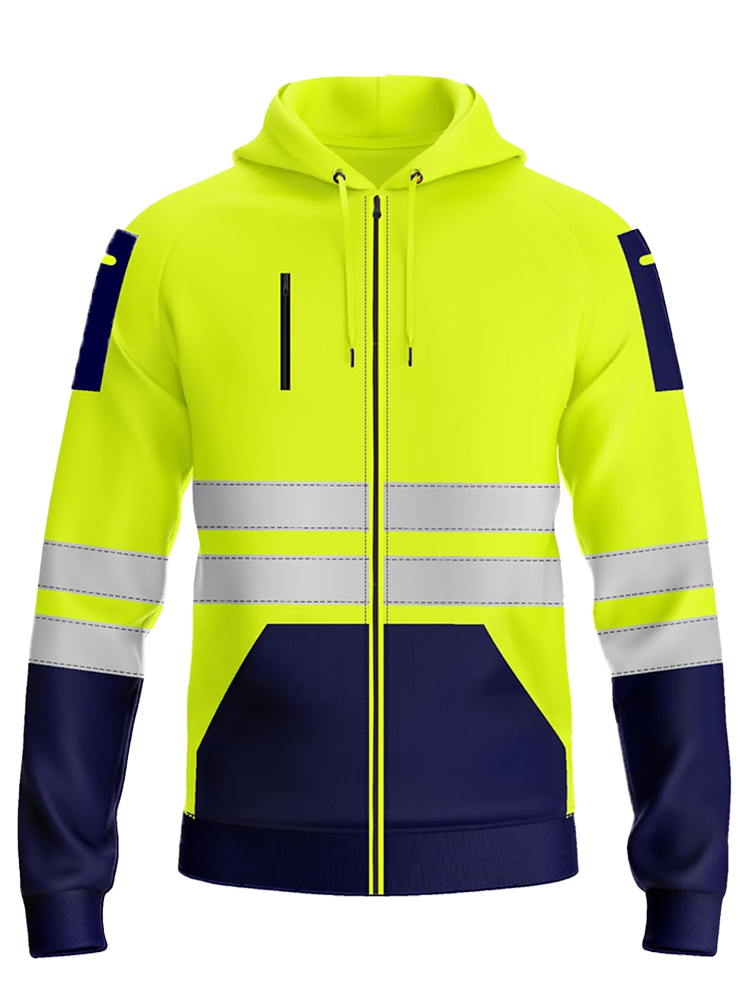 kraftd Mens Hi Vis Hoodie High Viz Hooded Sweatshirt Workwear Hoody With Reflective Tape — view 11