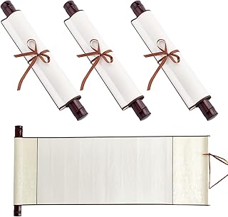 WEBEEDY 3PCS Blank Hanging Scroll Vintage Blank Paper Scrolls Wall Mounting Scrolls Silk Chinese Calligraphy Drawing Scrolls Paper for Writing, Drawing, Calligraphy(Gold) (19.68 * 9.84 Inches)