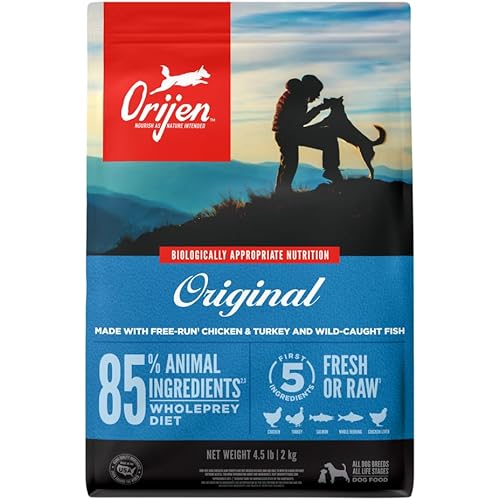 ORIJEN Original Dry Dog Food, Grain Free Dog Food for All Life Stages, Fresh or Raw Ingredients, 4.5 lb