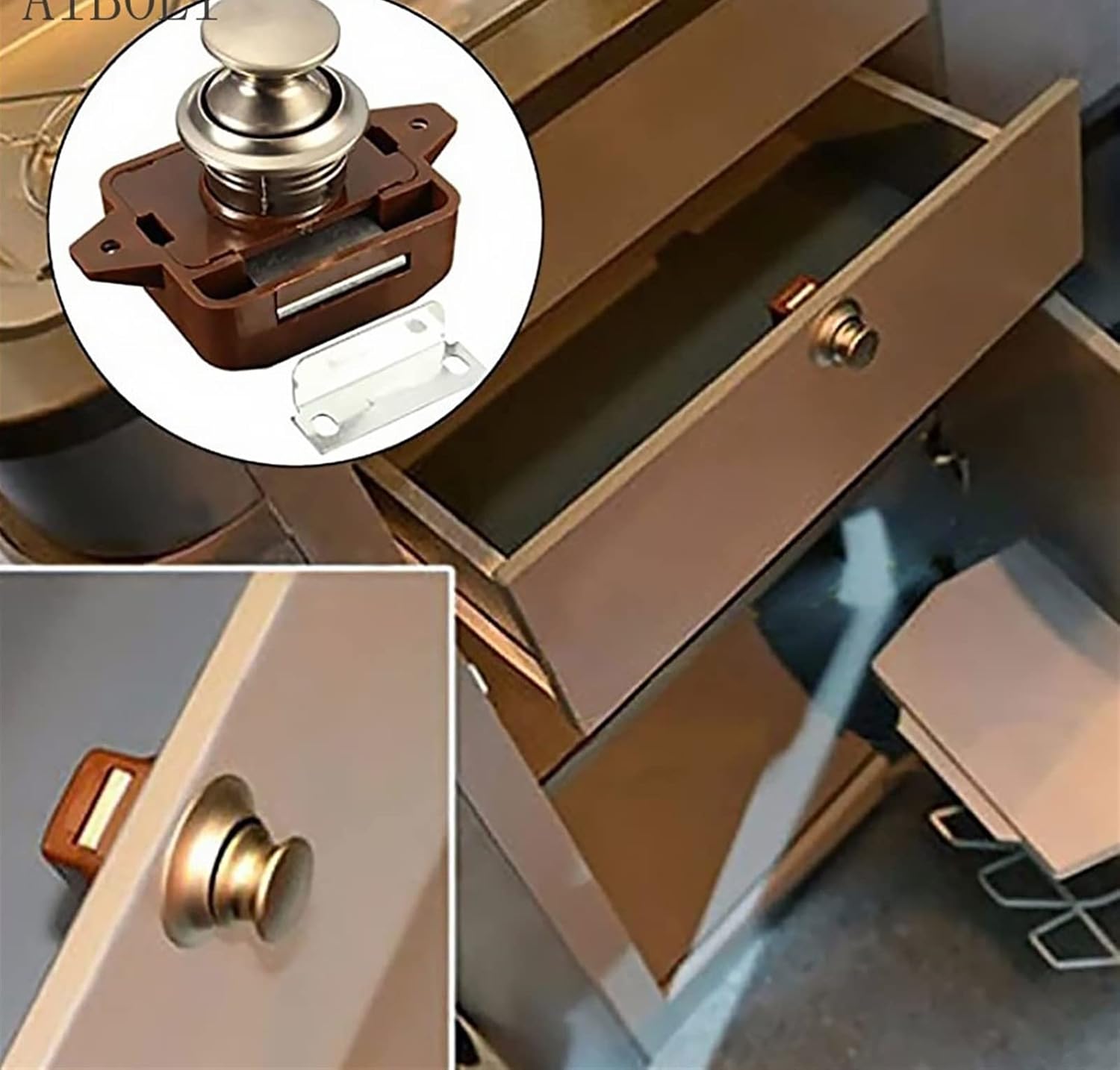 5PCS Camper Car Push Lock 20mm RV Caravan Boat Motor Home Cabinet Drawer Latch Button Locks for Furniture Hardware(5pcs White)