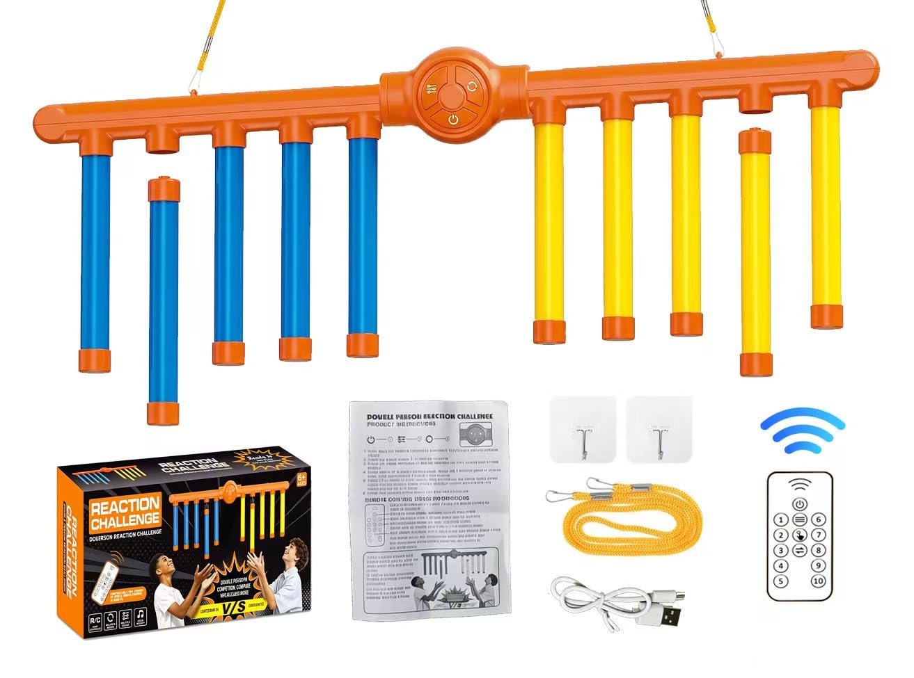 The Latest Reflex Drop Stick Game Hand Eye Coordination & Reaction Training Toy with Remote, Solo/Dual Play, 3 Speeds,Fun Catch Falling Stick Game for Adult,Kid & Family（10 Sticks）