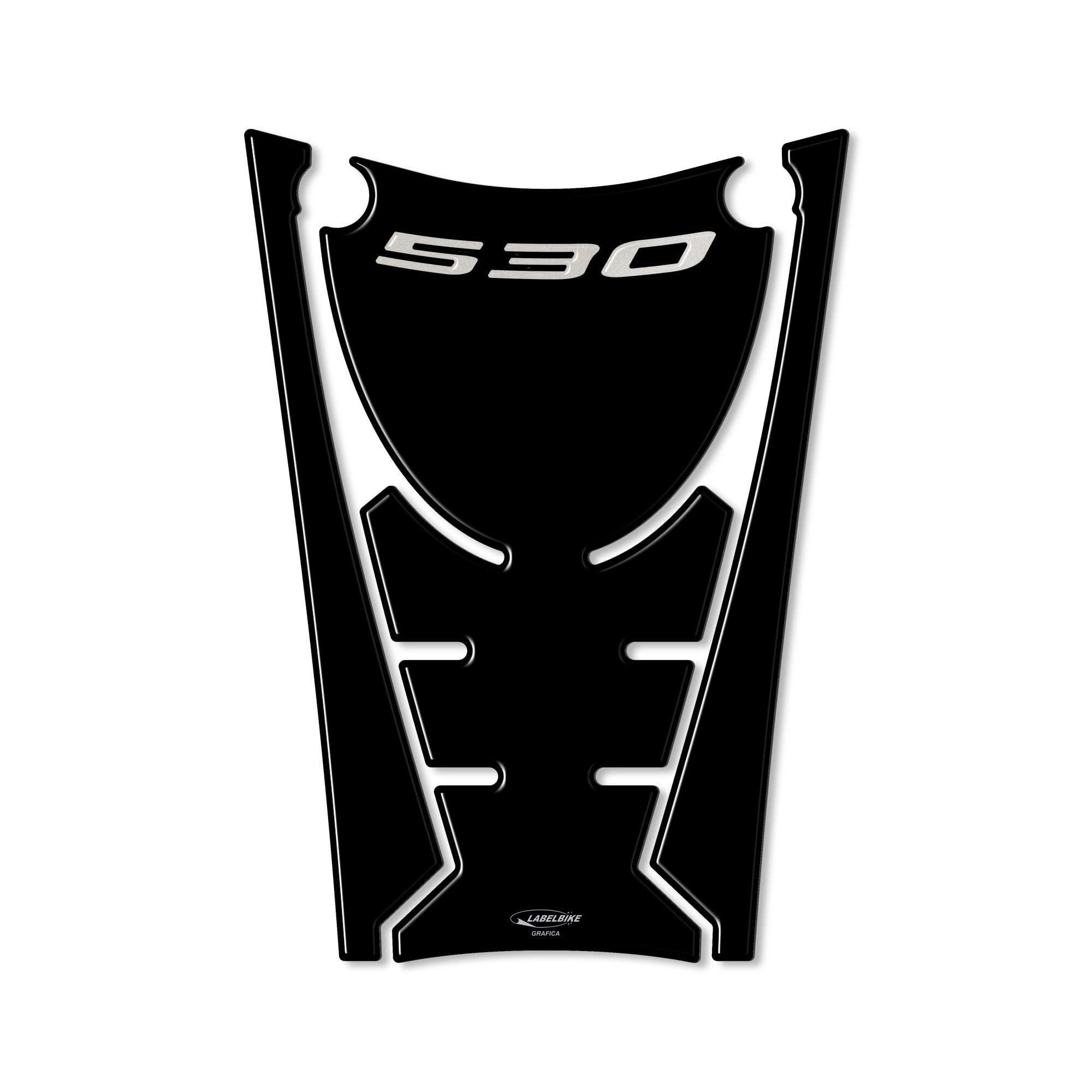 labelbike - Autocollant 3D Moto Plateforme Avant Protection et Décoration en Résine Compatible avec Yamaha TMAX 530 2017-2019 - Noir Couleur Argent | TMAX 530 2017-2019 Protection en résine anti-rayures Décoration Argent Noir