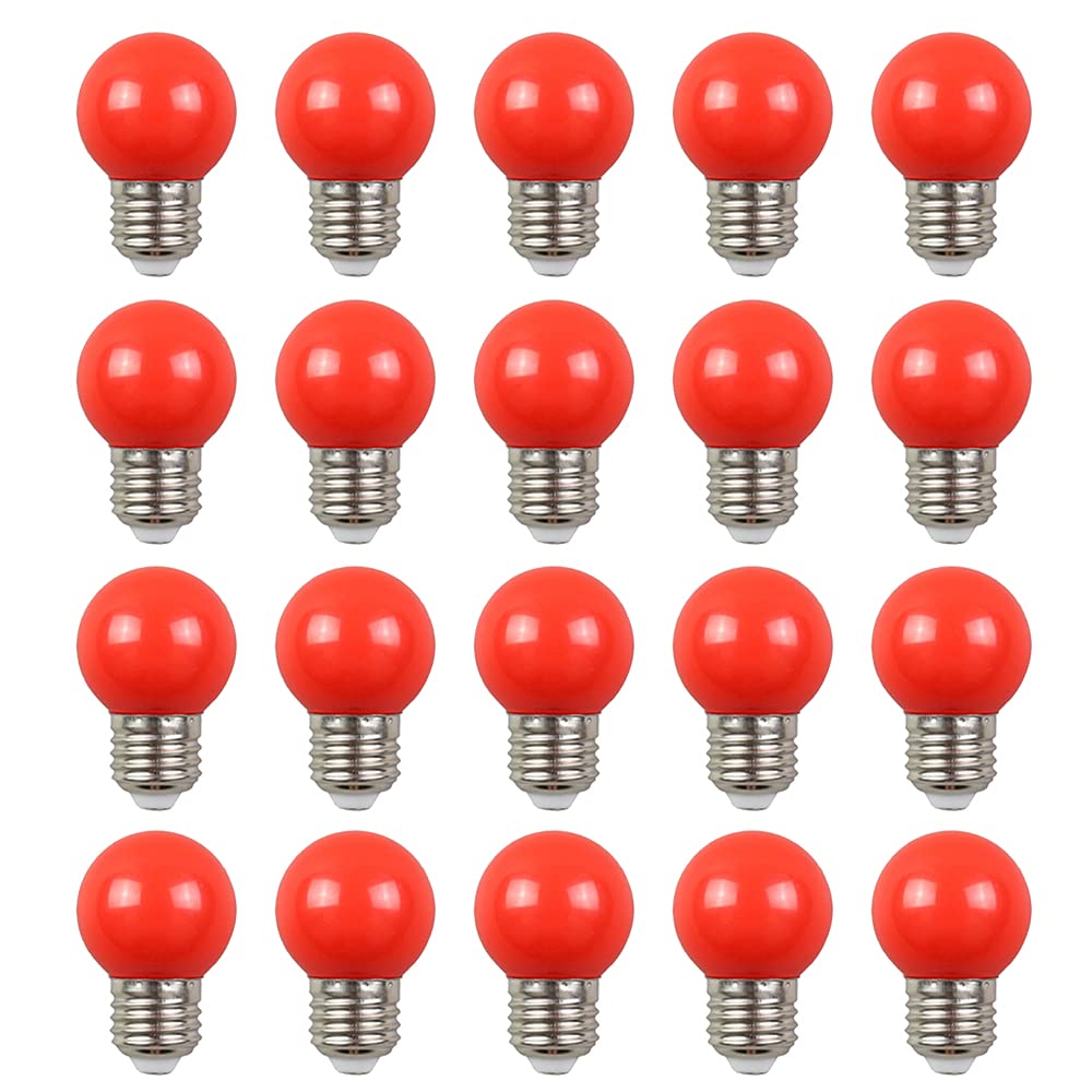 ZFQ 20 Pack E27 Bayonet Colored LED Light Bulbs 2W G45 Golf Ball Mini Globe Bulb Lighting Bulbs,Red for Outdoor Indoor String Patio Garden Party Christmas