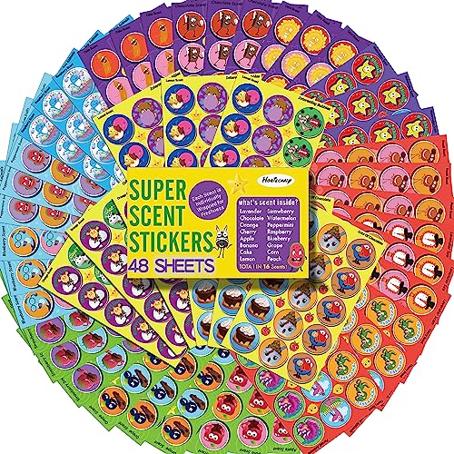 HORIECHALY Smelly Stickers Scratch and Sniff for Kids, Scented Stickers 48 Sheets 746 PCS 16 Different Scents, Sensory Fun Positive Reward for Classroom Engagement and Creative Play