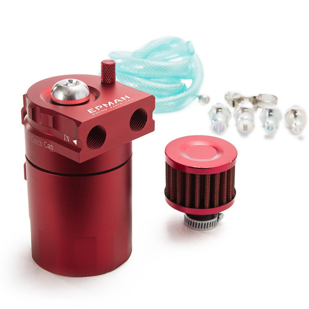 Epman TK-JYH08-AF Sport Universal Aluminum Oil Catch Can Reservoir Tank 400 ml + filtr Breather (czerwony)