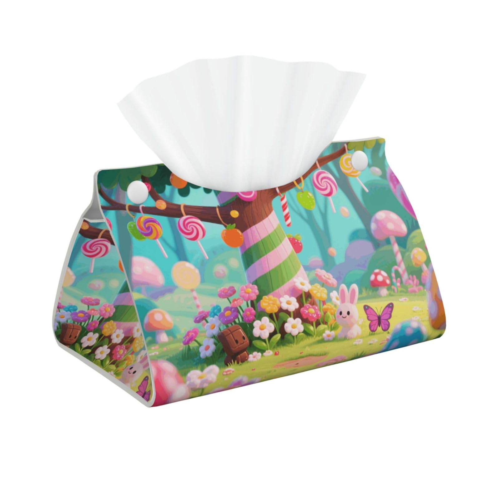 Pu Leather Tissue Box Cover, Candy Rectangle Tissue Case Covers Decorative Tissue Box Holder Waterproof Tissue Holder Organizer for Bathroom Home Office