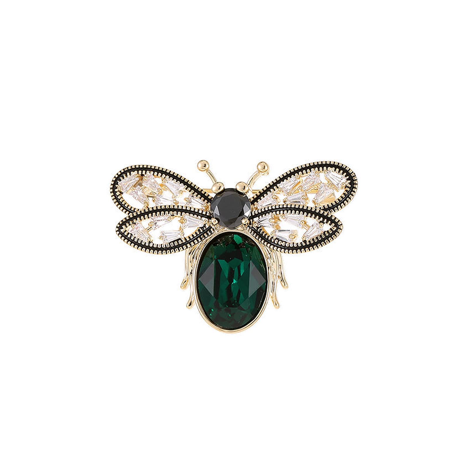 Broche de Abeja para Mujer, Moda, Solapa, circonita Verde, Insecto Miel, Broche pequeño, joyería, Regalo