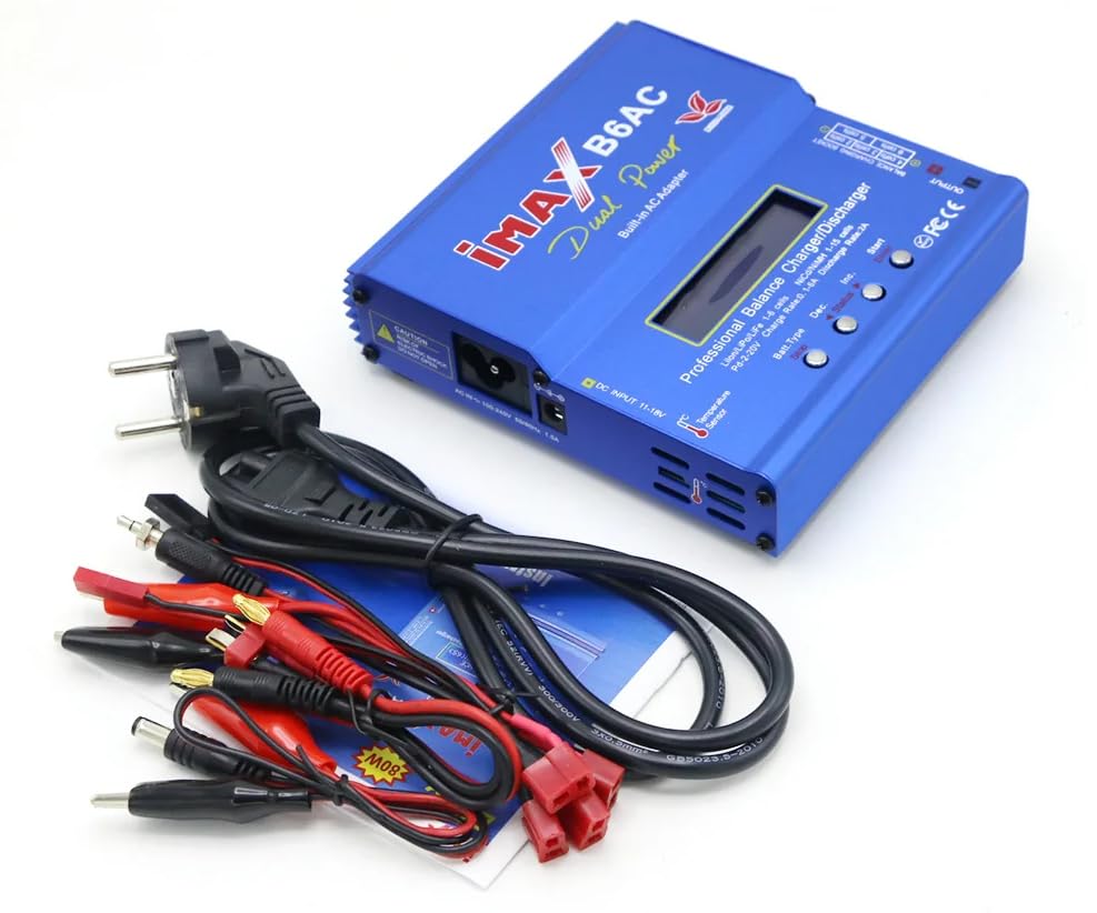 Imax B6 AC RC Charger 80W 6A Balance Charger with Digital LCD Screen Dual AC/DC Power Supply Li-ion Life Nimh Nicd PB Lipo Battery Discharger for RC Car Plane Boat (B6AC XT60 Plug)