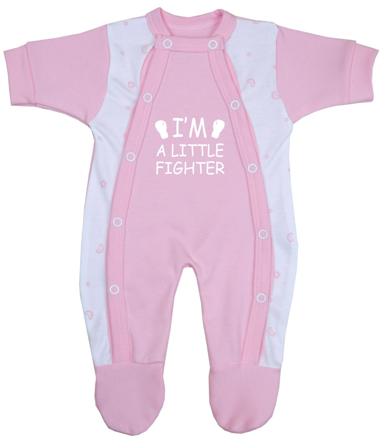 BabyPrem Premature Baby Little Fighter Sleepsuit 5.5-7.5lb Pink 44-50cm