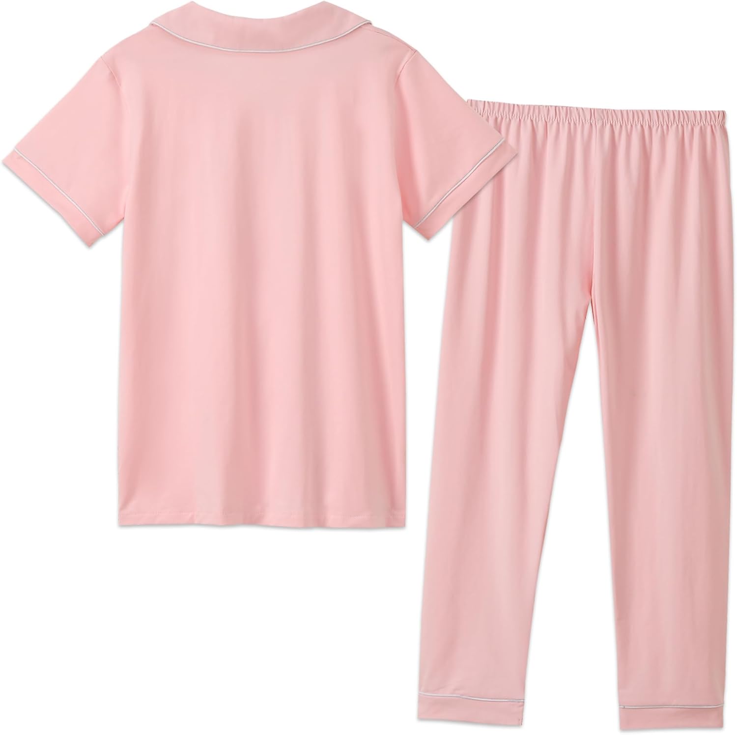 Aablexema Unisex Kids Pajamas Set Cotton Short Sleeve Sleepwear Button-Down and Pant Set for 5-13y - Image 2