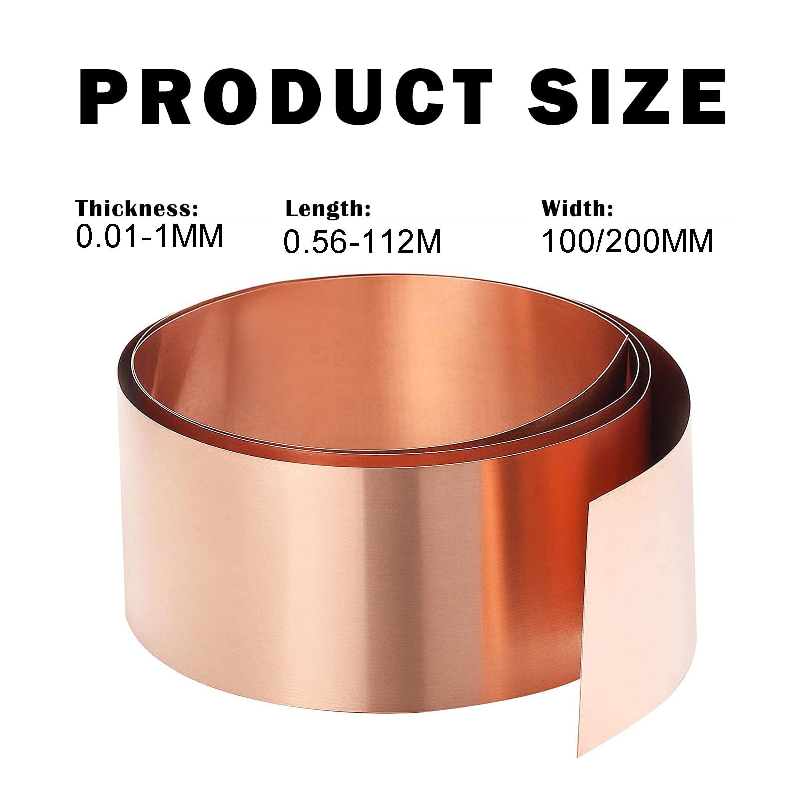 0,01–1 mm Dicke Kupferblechrolle, Dünne Cu-Metallfolienrolle Aus Reinem Kupferblech, Hochreine Reine Kupfer-Cu-Metallfolienplatte,0.3mm*200mm*1.8m