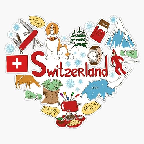 Adhesivo adhesivo de vinilo impermeable de Suiza Elements para coche, laptop, pared, ventana, 5 pulgadas