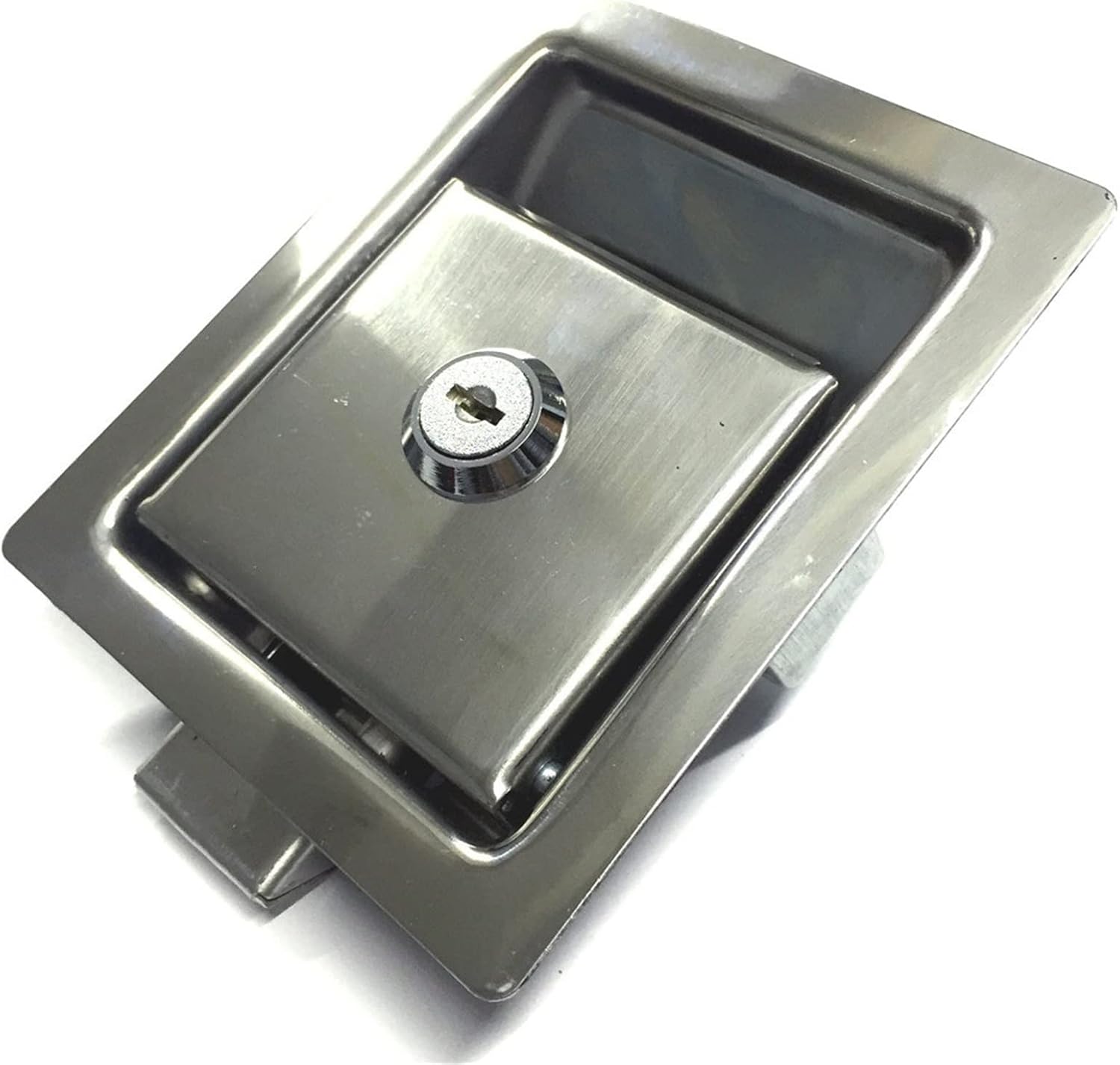 Square Cabinet Door Lock with Key Or Not for Electronical Box Car Truck Trunk Pickup Bus Accessories MS215 1Pcs(Silver)