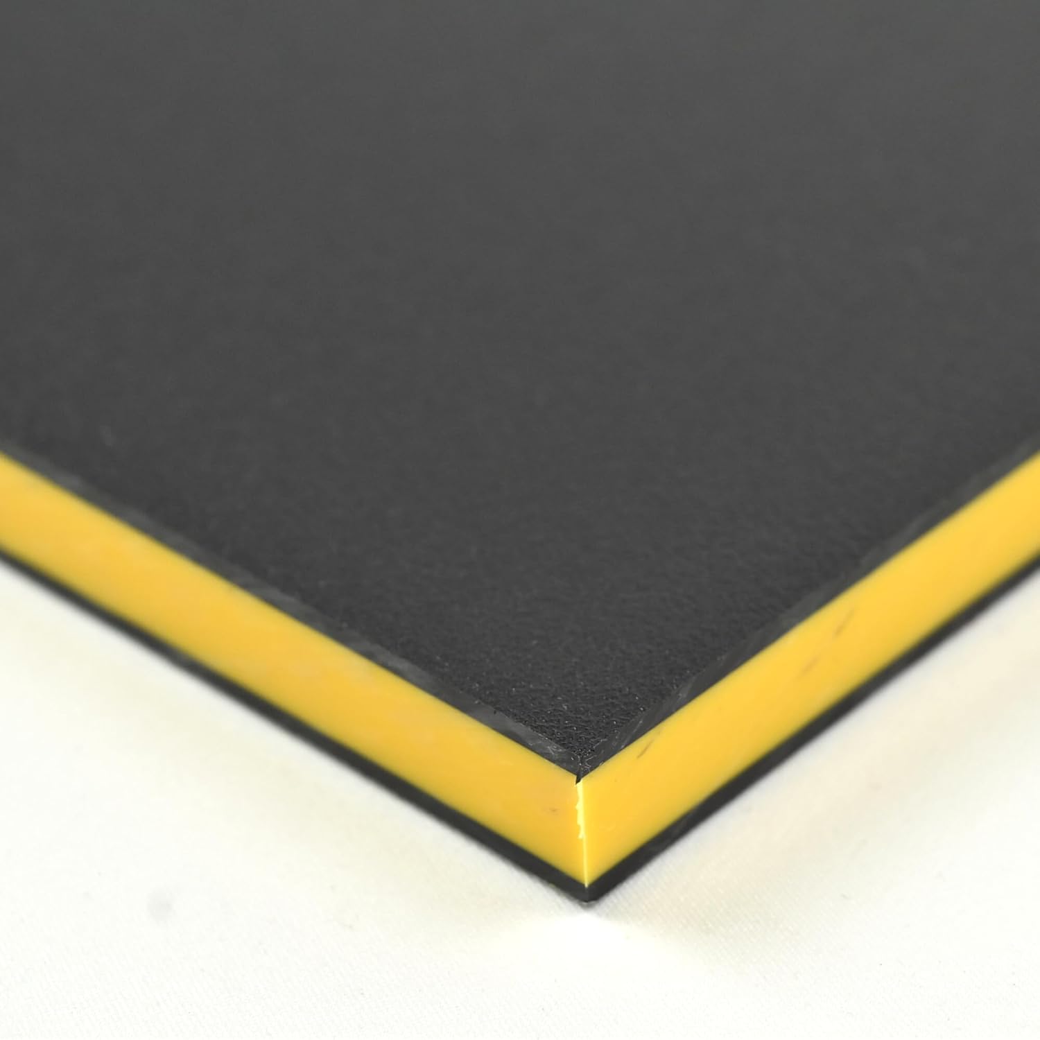 King ColorCore Plastic Sheet 1/2 x 12 x 12 Black-Yellow-Black Color Core, HDPE Board, High Density Polyethylene Panel