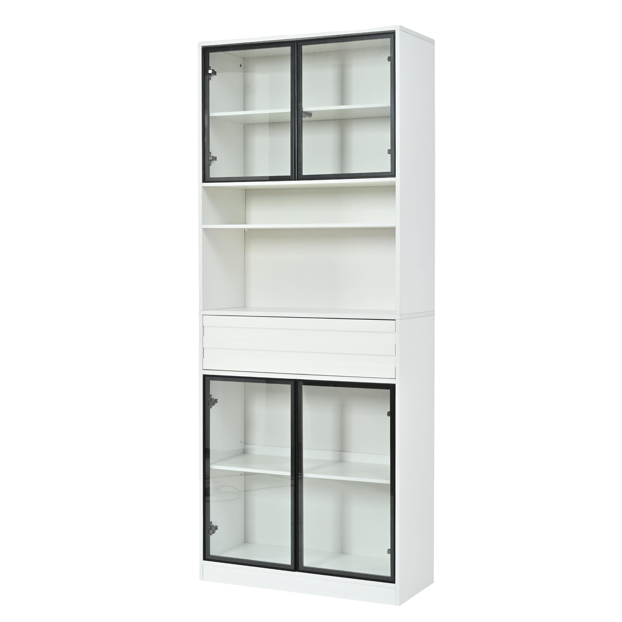 Vetrina da 80 x 35 x 200 cm, in MDF, libreria con 4 ante in vetro