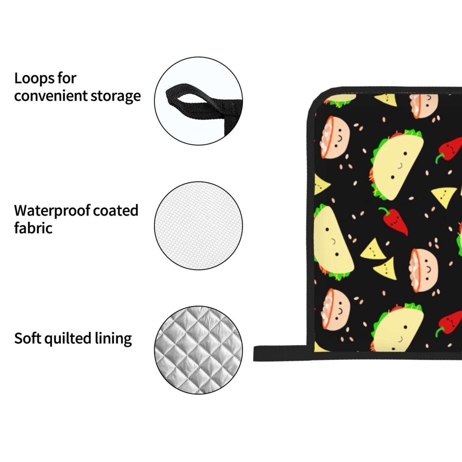 Juego de 4 manoplas para horno con temática de pizza y soportes para ollas, guantes resistentes al calor para cocina, hornear, asar y barbacoa
