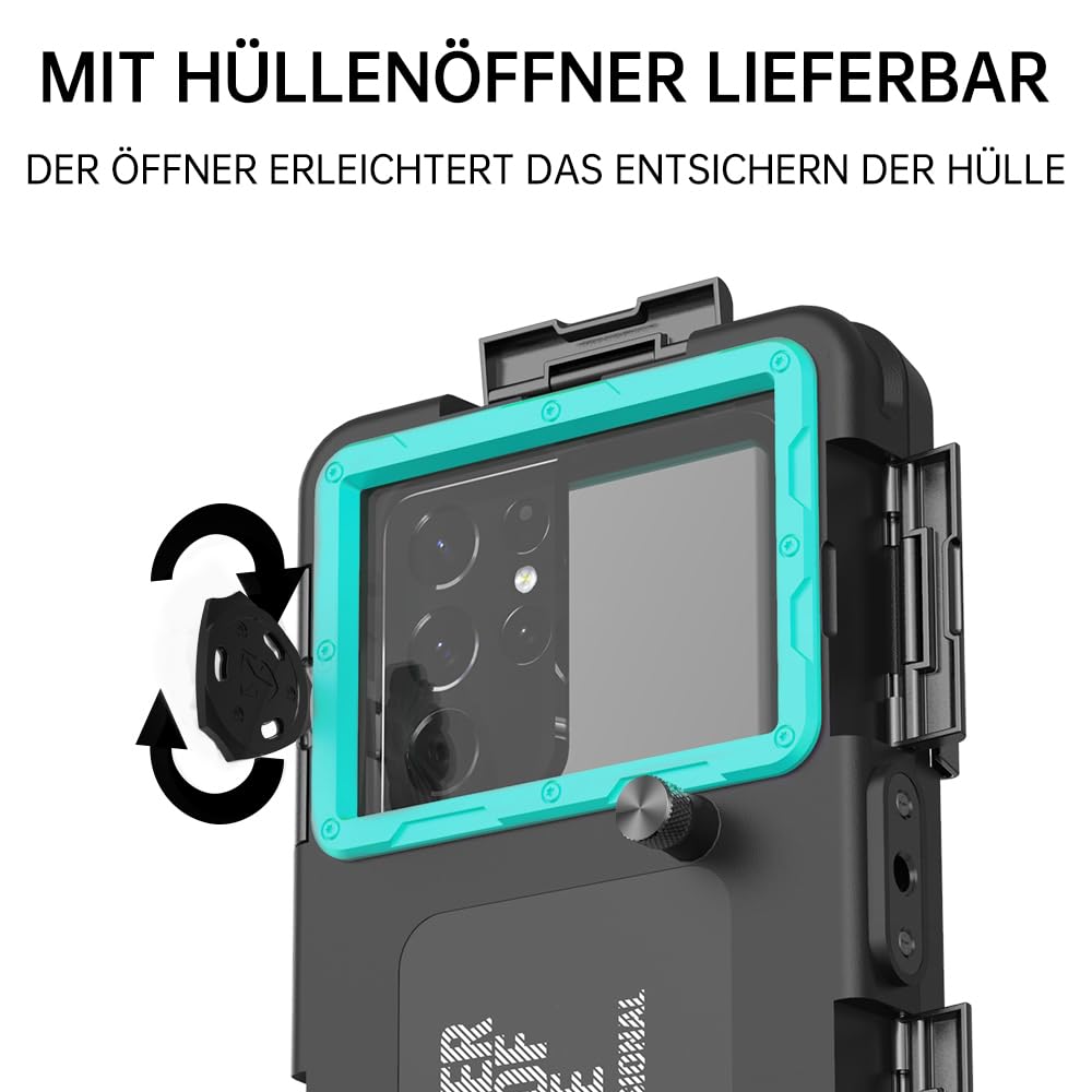 Profesjonalna wodoodporna obudowa IP68 15M - kompatybilna z iPhone, Samsung, Huawei, Xiaomi - do 6,9 cala - do nurkowania, snorkelingu, surfowania i pływania (czarno-niebiesko-zielony)