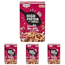 Cameo High Protein Muesli, Cereali Proteici Con Cioccolato Fondente, Croccanti Mandorle E Nocciole Tostate, 300g (Confezione da 4)