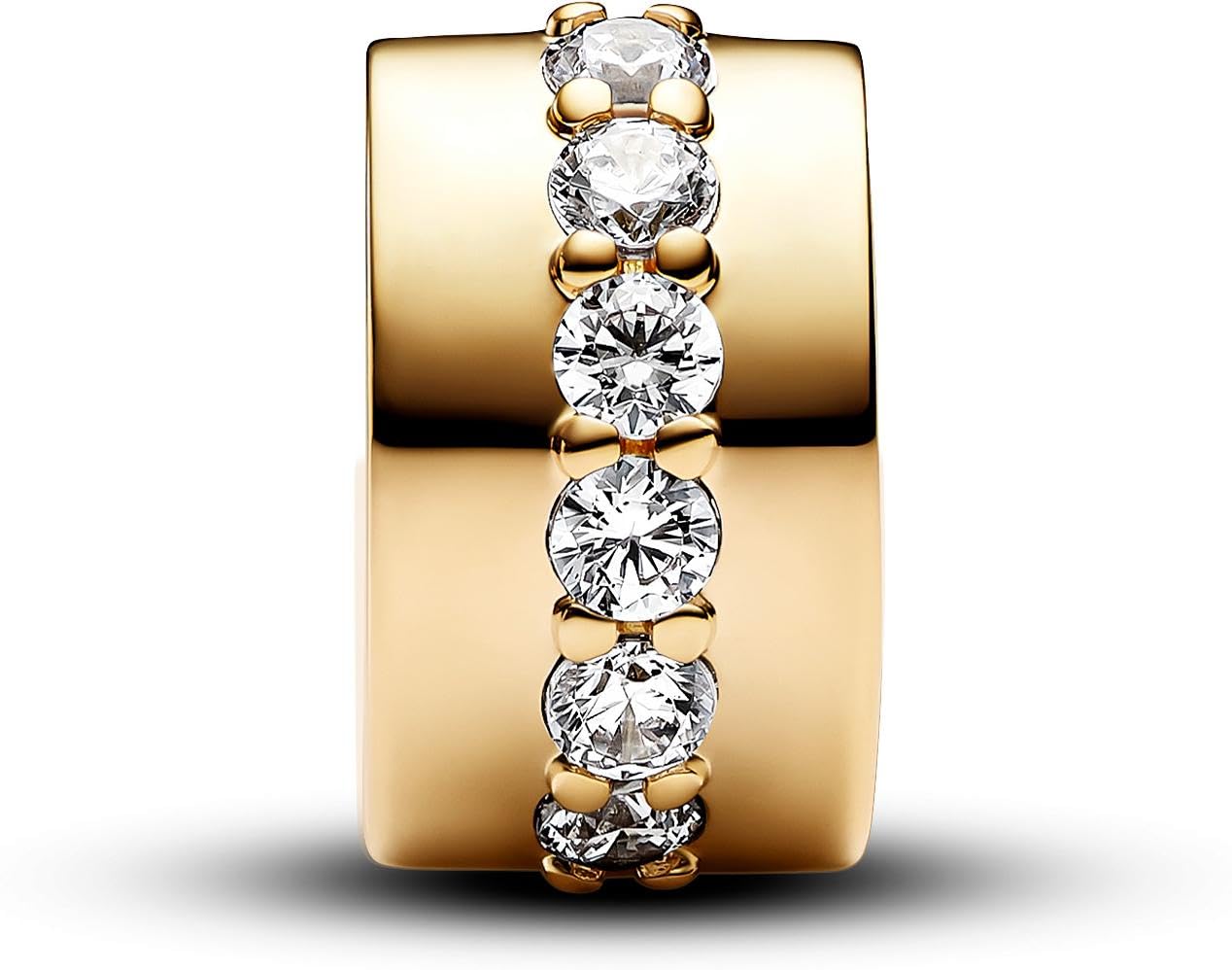 Pandora Moments 761972C01 Clip en Argent Sterling avec Alliage plaqué Or 14 carats et zircone Compatible avec Les Bracelets Moments, Taille Unique, Argent Sterling, Zircone cubique