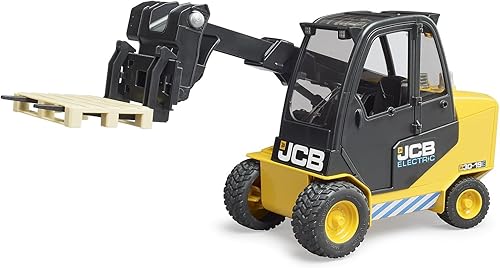 Bruder JCB Teletruk con palet (02512) - Para edades (4) en adelante - Fabricado con plásticos de alta calidad - Compatible con figuras de bworld