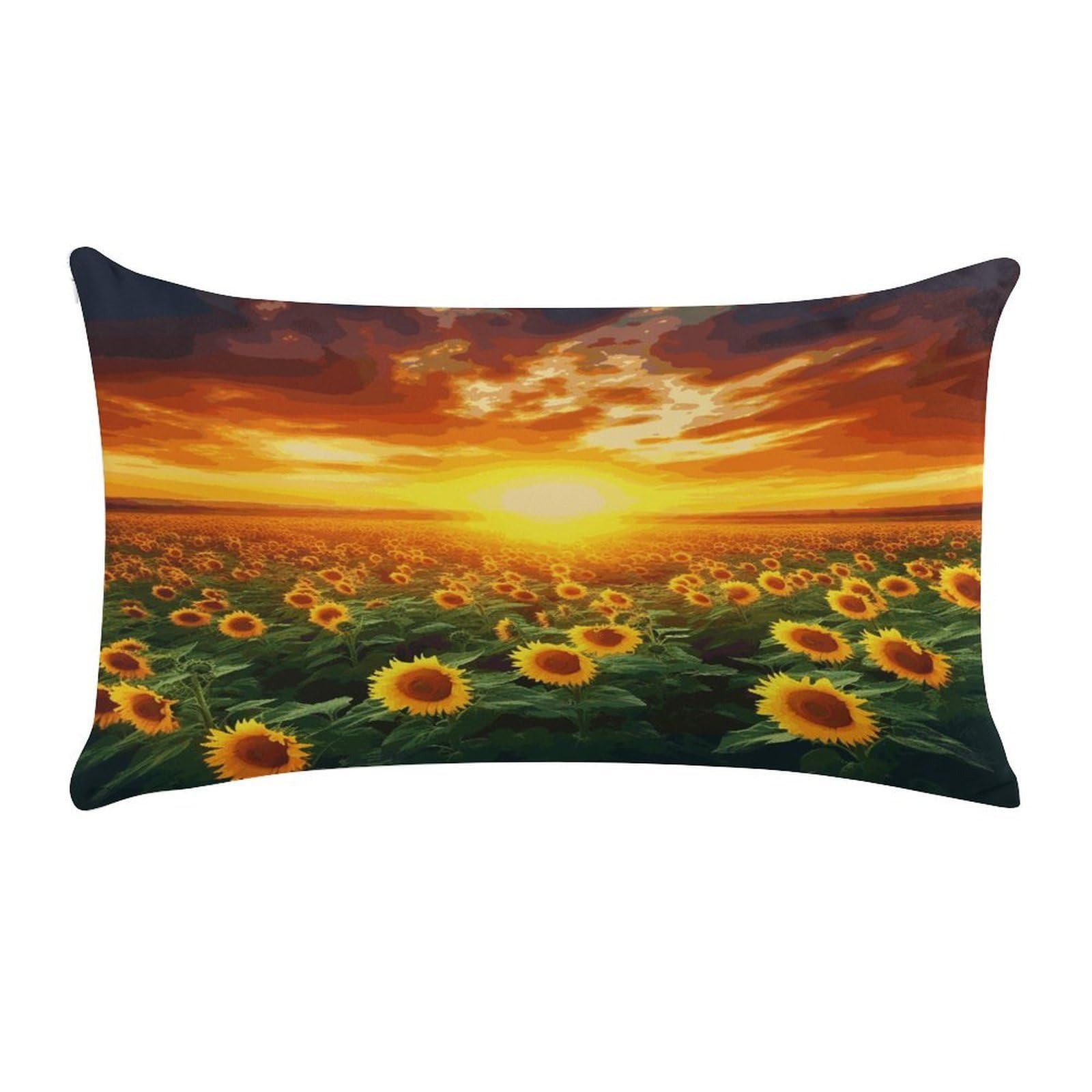 Dreamlike Sunset of A Sunflower Field Pillow Cover Super Soft Pillowcase Luxury Cozy Fuzzy Velvet Pillow Shams Breathable Standard Pillow Cases with Zipper Wrinkle-Free Pillow Cover 12 "×20 "