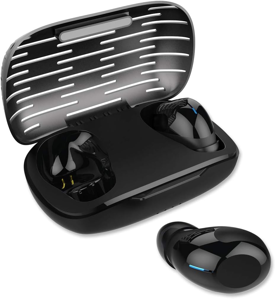 MEES F2 Black True Wireless Earbuds Sports, Bluetooth 5.0 Headphones Waterproof IPX7, Richer Bass HiFi 3D Stereo in-Ear Earphones w/Mic, 3-4 Hours Playback Time, Noise Cancelling Headsets