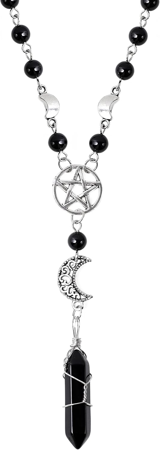 Sacina Gothic Emo Grunge Crescent Moon Choker Necklace, Moon Sun Pendant, Gothic Goth Necklace, Halloween Christmas Jewelry Gift for Women