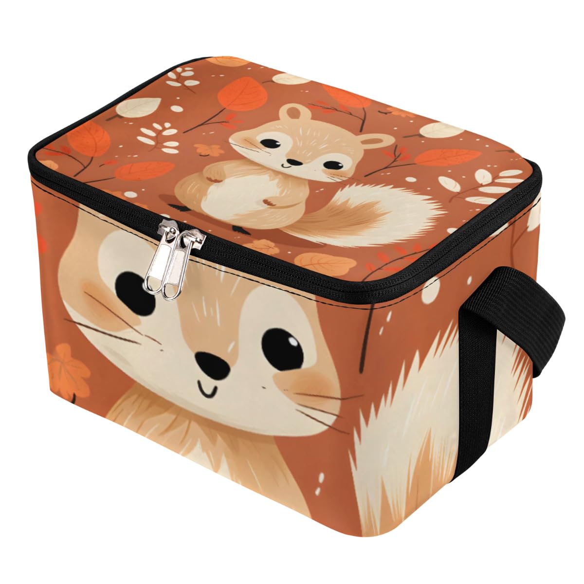 GzLeyigou Lunch Bags for Women Men 9 Cans,Squirrel Hot & Cold Food Delivery Bag Insulated Grocery Bag Insulated Lunch Box Fall Squirrel Cooler Bag for Office Work Picnic Beach