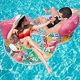 Double Adults Flamingo Inflatable Pool Floats with Cup Holders,Sunbathing Water Floating Chair Water Floaty Lounge Floaties Tub for Summer Pool,Lake, Beach,Swimming Party