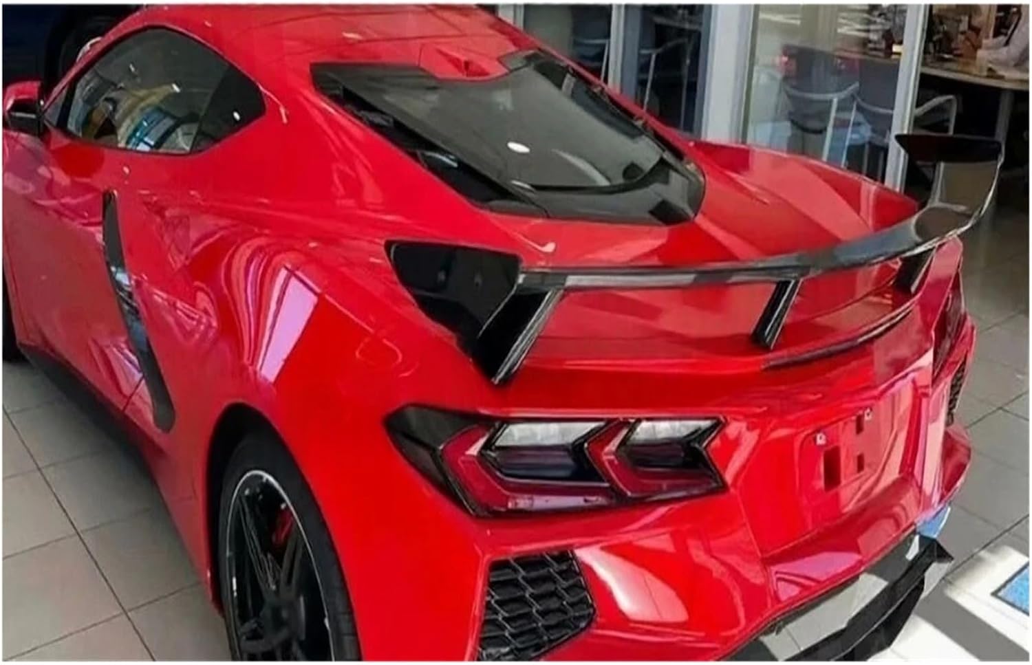 Carbon Fiber Rear Spoiler Compatible with Chevrolet Corvette C8 2020-2021 Rear Trunk Tail Spoiler Lip Wing Body Kits FRP Car Styling