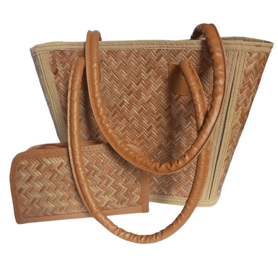 Trandey Bamboo Woman Bucket bag and Bamboo Clutch Handmade Eco Friendly bag for Women and Girls-image-26