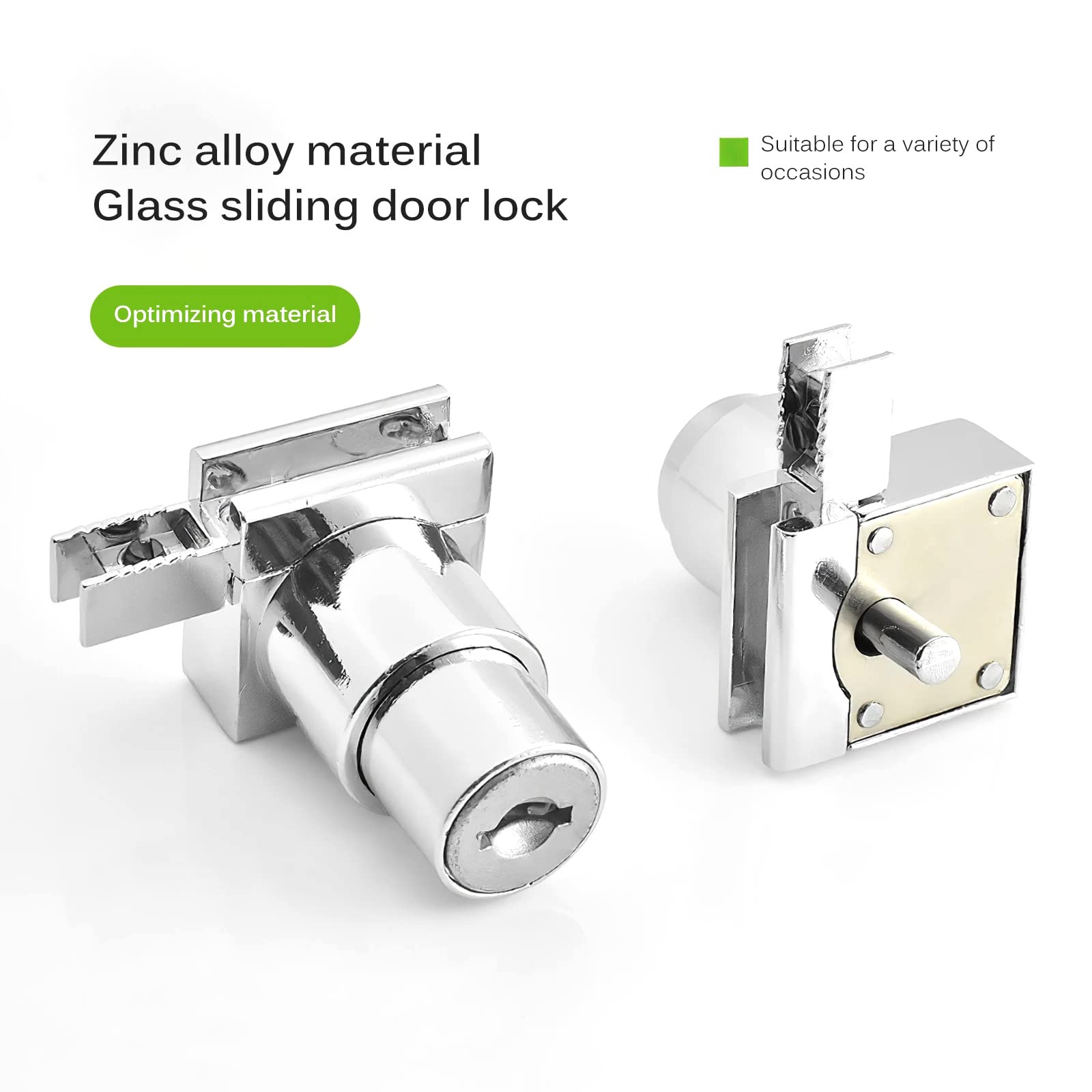 Glass Sliding Door Lock, Display Cabinet Door Lock Glass Cabinet Safety Lock Suitable for 5-8mm Glass Door, Separate Key without Drilling, Zinc Alloy - Image 4