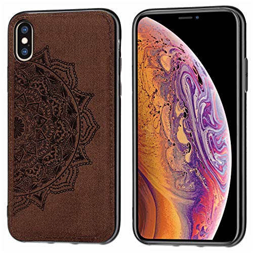 Case Compatible with Apple iPhone Xs Case,Wrist Strap,Fit Magnetic Car Mount,Embossed Mandala Pattern